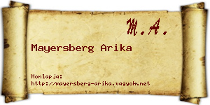 Mayersberg Arika névjegykártya